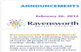 Ravensworth Baptist Church Announcements, 2/26/12
