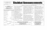 January 28  Shabbat Announcements