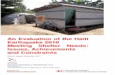 An Evaluation of the Haiti  Earthquake 2010 Meeting Shelter Needs:  Issues, Achievements  and Constraints