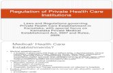 Regulation of Private Health Care Institutions
