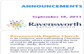 Ravensworth Baptist Church Announcements, September 18, 2011