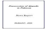 Monthly News Report - Ahmadiyya Persecution in Pakistan - August, 2011