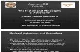 The History and Philosophy of Astronomy Lecture 7: Middle Ages. Islam. Presentation