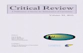 Critical review, Volume XI, 2015