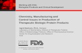 CMC issues in production of therapeutic biologic protein products