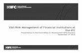 E&S Risk Management of Financial Institutions at the IFC