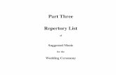 Part Three Repertory List