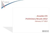 Ansaldo STS Preliminary Results 2012
