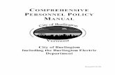 City of Burlington Personnel Policy Manual