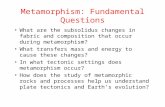 General P/T Conditions of Metamorphism