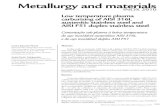 Metallurgy and materials