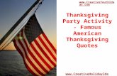 Thanksgiving Party Activity - Famous American Thanksgiving Quotes