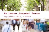 In house lawyers forum, London - September 2016