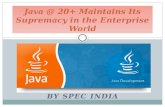 Java @ 20+ Maintains Its Supremacy in the Enterprise World