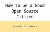 How to be a Good Open Source Citizen (Devmonth Talk)