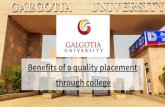Benefits of a quality placement through college | Galgotia Univesity