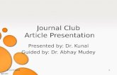 Journal Club presentation on Outbreak Investigation Study