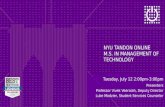 July 12, 2016 Webcast for the Management of Technology MS at NYU Tandon Online