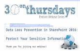 30 on Thursday - data loss prevention in SharePoint 2016 - protect your sensitive information - published