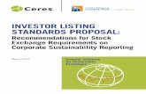INVESTOR LISTING STANDARDS PROPOSAL: Recommendations