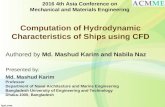 Computation of Hydrodynamic Characteristics of Ships using CFD