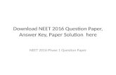 Download NEET 2016 Phase 1 Question Paper