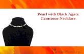 Pearl with black agate gemstone necklace