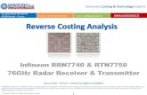Infineon RASIC: RRN7740 & RTN7750 76GHz Radar Dies teardown reverse costing report published by Yole Developpement