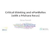 Critical thinking and e portfolios orna farrell final