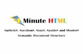 1 Minute HTML tutorial - Semantic Document structure by article, section, nav, aside and footer tags