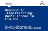 Reasons to (Experimenting) Basic Income in Finland