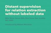 [Paper Introduction] Distant supervision for relation extraction without labeled data