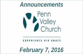 Penn Valley Church Announcements 2 7-16
