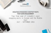LinkedIn Sponsored Content - Most Engaging Jul - Sept 2016