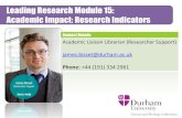 Durham Leading Research Programme: Academic Impact
