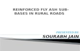 Reinforced fly ash sub bases in rural roads