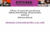 Construction Marketing Awards Shortlist 2015