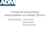 Financial accounting presentation on artistic denim