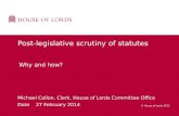 Pre and post-legislative scrutiny, House of Lords