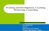 Training and Development, Coaching, Mentoring, Counseling