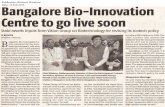 Business Standard: Bangalore Bio-Innovation Centre to go live soon - 10Feb2015