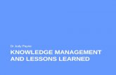 Knowledge management and lessons learned