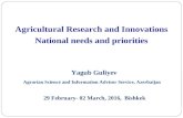 Agricultural Research and Innovations National needs and priorities