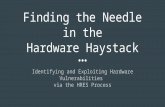 Timothy Wright & Stephen Halwes - Finding the Needle in the Hardware – Identifying and Exploiting Vulnerabilities via Hardware Reverse Engineering