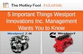 5 Important Things Westport Innovations Inc. Management Wants You to Know