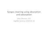 Syngas cleaning using absorption and adsorption