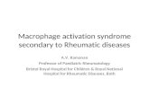 WHAT IS NEW - Macrophage activation syndrome in AIRD - Prof A V Ramanan
