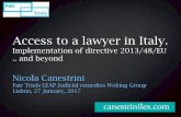 Access to a lawyer directive: Italy.