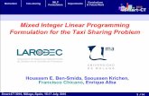 Mixed Integer Linear Programming Formulation for the Taxi Sharing Problem