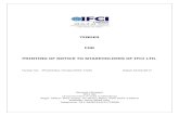 TENDER FOR PRINTING OF NOTICE TO SHAREHOLDERS OF ...